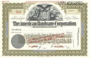 American Hardware Corporation - Specimen Stock Certificate