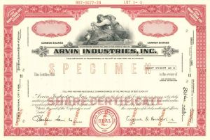 Arvin Industries, Inc. - Stock Certificate