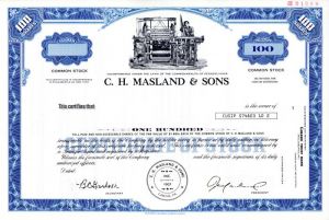 C.H. Masland and Sons - Specimen Stock Certificate