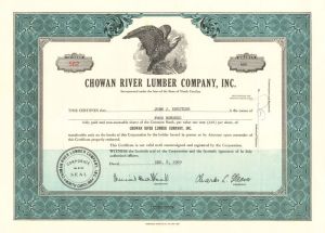 Chowan River Lumber Co., Inc. - Stock Certificate