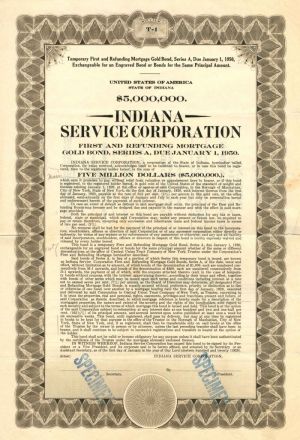 Indiana Service Corporation - $5,000,000 - Bond