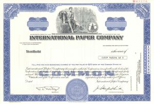 International Paper Co. - 1976 dated Specimen Stock Certificate