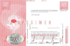 J. Walter Thompson Co. - Stock Certificate