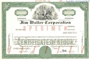 Jim Walter Corporation - Stock Certificate