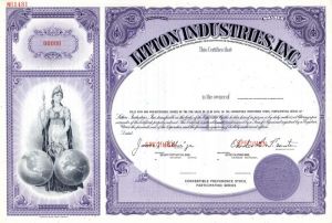 Litton Industries, Inc. - Gorgeous Specimen Stock Certificate