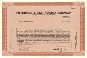 Pittsburgh and West Virginia Railroad - Stock Certificate
