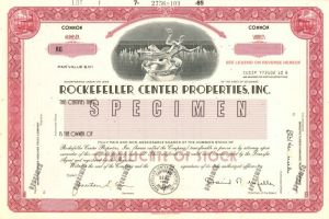 Rockefeller Center Properties - Awesome Vignette - Specimen Stock Certificate