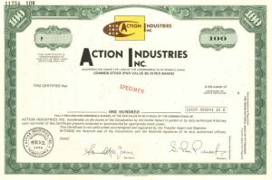 Action Industries Inc. - Stock Certificate