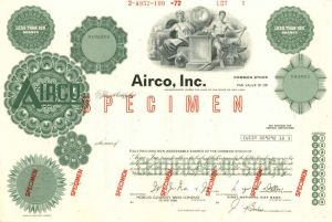 Airco, Inc. - Specimen Stock Certificate