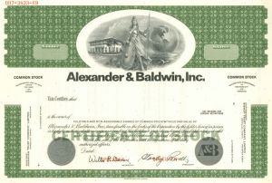Alexander and Baldwin. Inc. - Stock Certificate