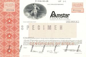 Amstar Corporation - Specimen Stock Certificate - Domino Foods, Inc.