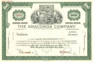 Anaconda Co. - Stock Certificate