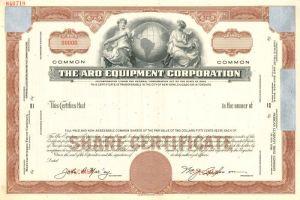 Aro Equipment Corporation - Stock Certificate