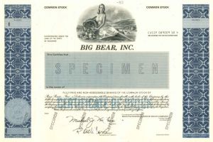 Big Bear, Inc. - Stock Certificate