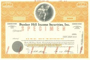 Bunker Hill Income Securities, Inc. - Stock Certificate