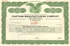 Chatham Manufacturing Co. - Stock Certificate
