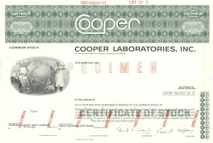 Cooper Laboratories, Inc. - Specimen Stock Certificate