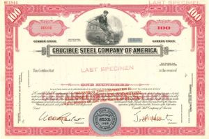 Crucible Steel Co. of America - Stock Certificate