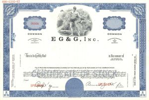 EG&G, Inc. - Gorgeous Vignette - Specimen Stock Certificate - Edgerton, Germeshausen, and Grier, Inc.