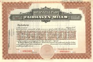 Fairhaven Mills - Stock Certificate