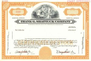 Frank G. Shattuck Co. - Specimen Stock Certificate - Shattuck Bought Out Schrafft Candy Company