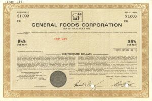 General Foods Corporation - $1,000 Bond