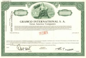 Gramco International S.A. - Stock Certificate