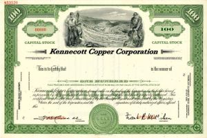 Kennecott Copper Corporation - Specimen Stock Certificate