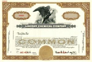 Lindsay Chemical Co. - Stock Certificate