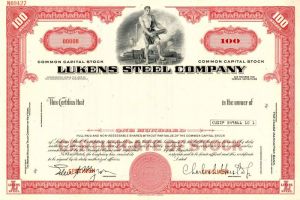 Lukens Steel Co. - Stock Certificate