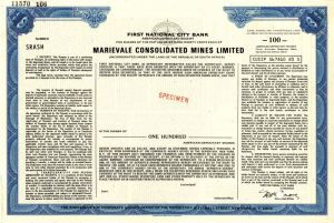 Marievale Consolidated Mines Limited - Stock Certificate