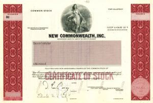 New Commonwealth, Inc. - Stock Certificate