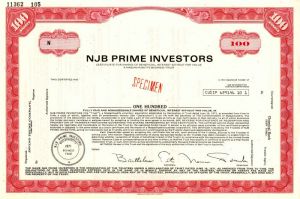 NJB Prime Investors - Stock Certificate