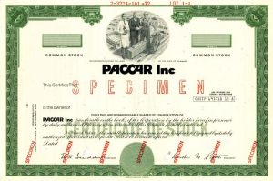 Paccar Inc - Stock Certificate