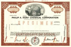 Philip A. Hunt Chemical Corporation - Stock Certificate