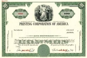 Printing Corporation of America - Stock Certificate