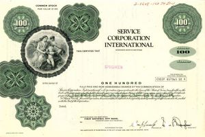 Service Corporation International - Stock Certificate