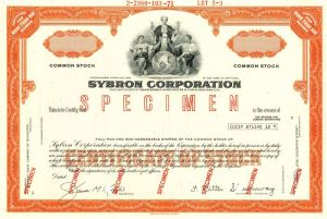 Sybron Corporation - Stock Certificate