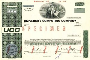 University Computing Co. - Stock Certificate