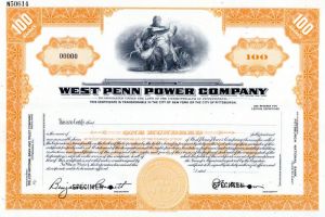 West Penn Power Co. - Specimen Stock Certificate