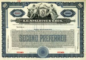 A.G. Spalding and Bros. - Specimen Stock Certificate - Famous Sporting Goods Company