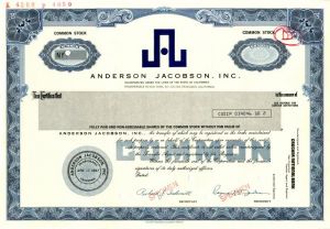 Anderson Jacobson, Inc. - Specimen Stock Certificate