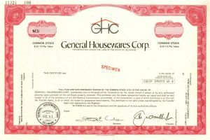 General Housewares Corp. - Specimen Stock Certificates