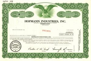 Hofmann Industries, Inc. - Specimen