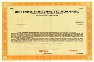 Smith Barney, Harris Upham and Co. Incorporated - Specimen Stock Certificate