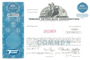 Tesoro Petroleum Corporation - 1974 dated Specimen Stock Certificate - Also Known as Andeavor