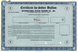 International Silver Trading Co., Inc. - Stock Certificate
