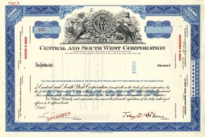 Central and South West Corporation - Specimen Stock Certificate