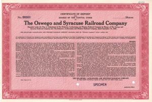 Oswego and Syracuse Railroad Co. - Specimen Stock