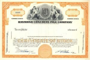 Raymond Concrete Pile Co. - Specimen Stock Certificate
